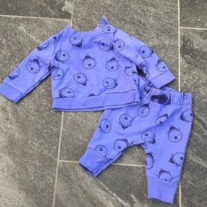 Cat & Jack Purple/Blue Bear Print Baby Sweatshirt Set